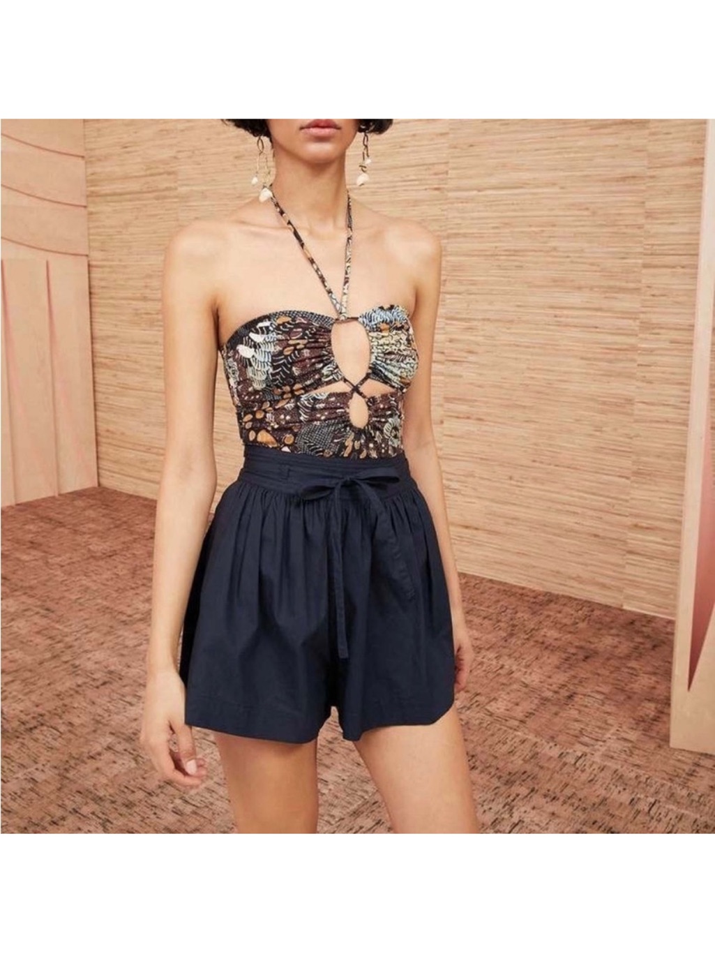 Ulla Johnson Black High-Waist Paperbag Tie Shorts